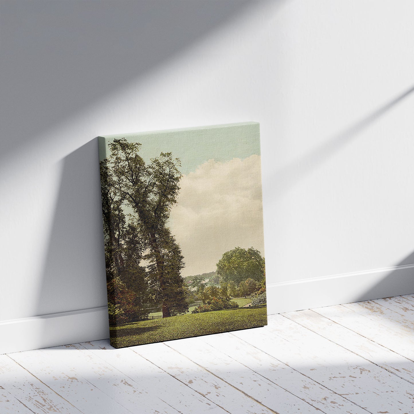 A picture of Richmond, the terrace, England, a mockup of the print leaning against a wall