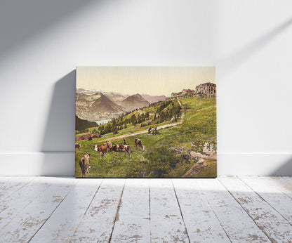 A picture of Rigi Scheidegg, the Hotel, Rigi, Switzerland, a mockup of the print leaning against a wall