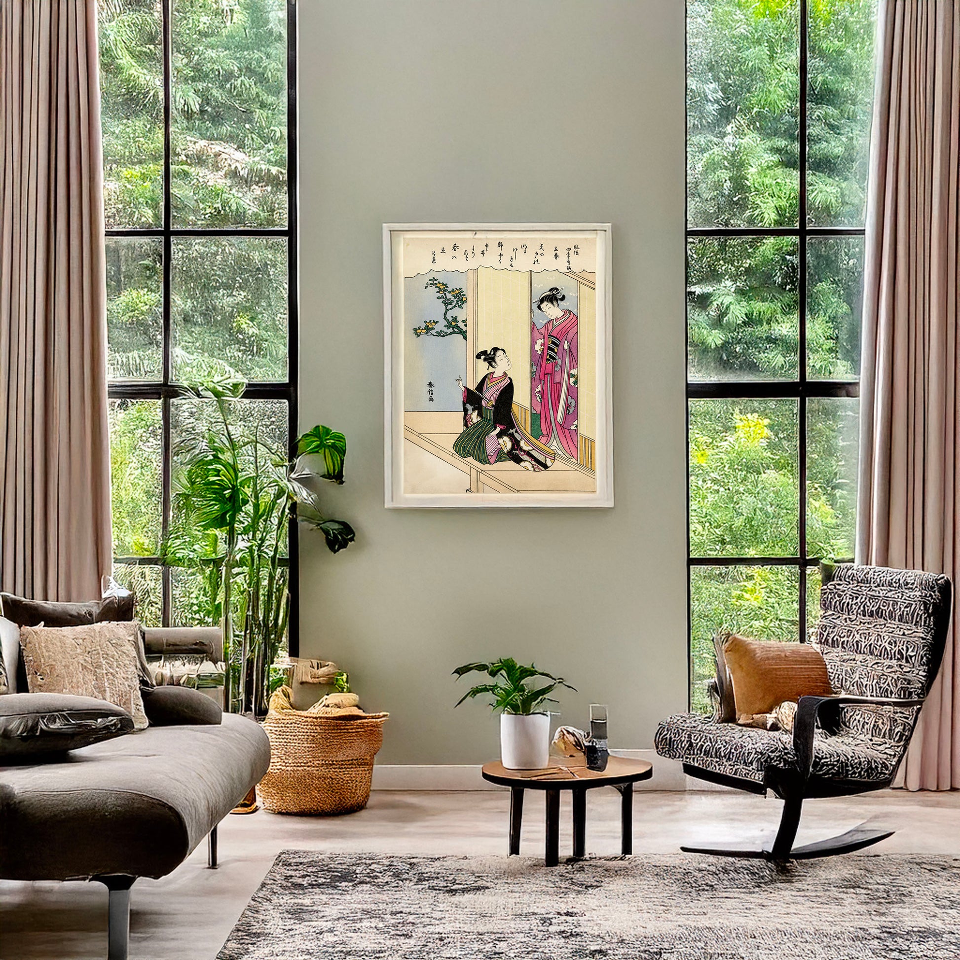 A picture of Risshun, a mockup of the print leaning against a wall