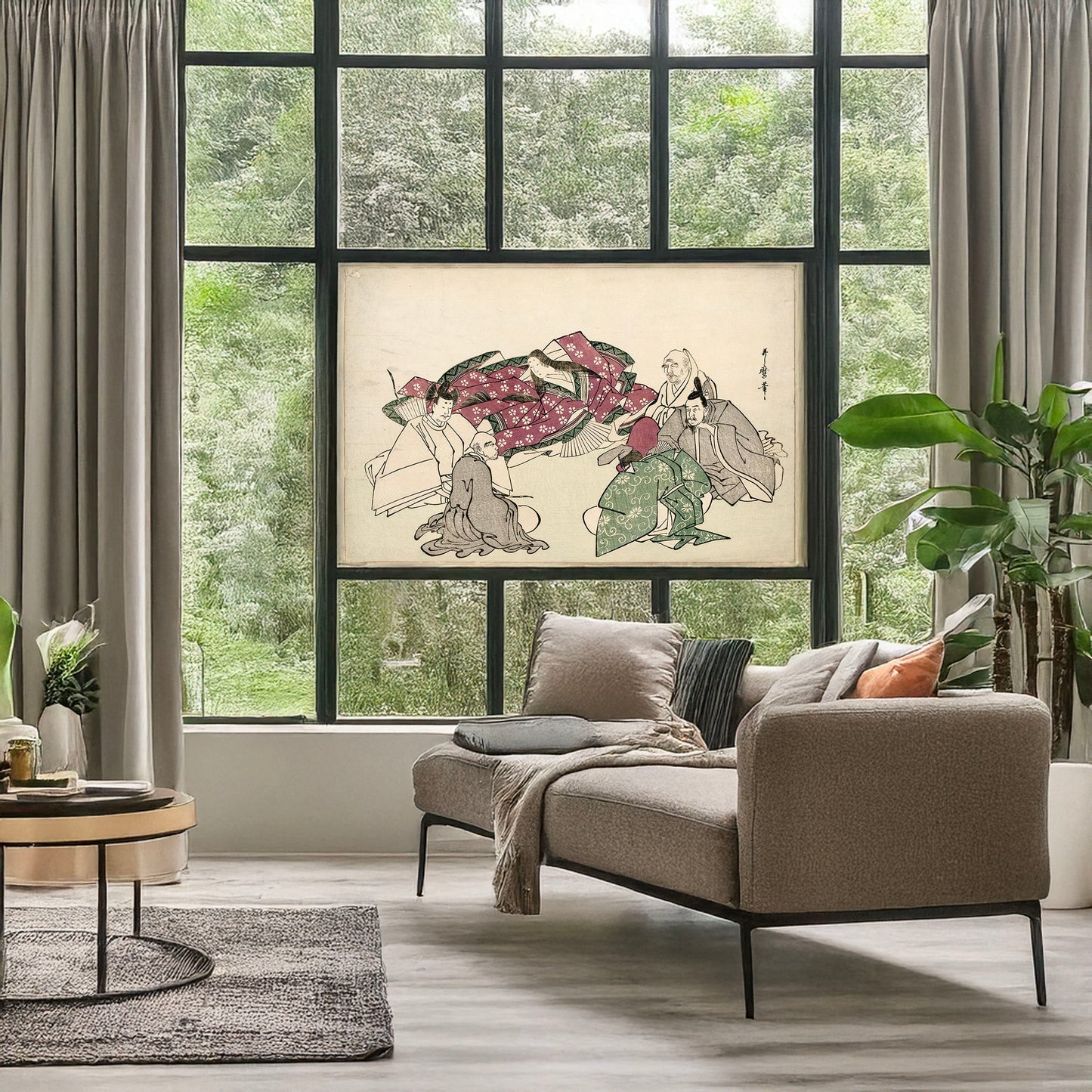 A picture of Rokkasen, a mockup of the print leaning against a wall