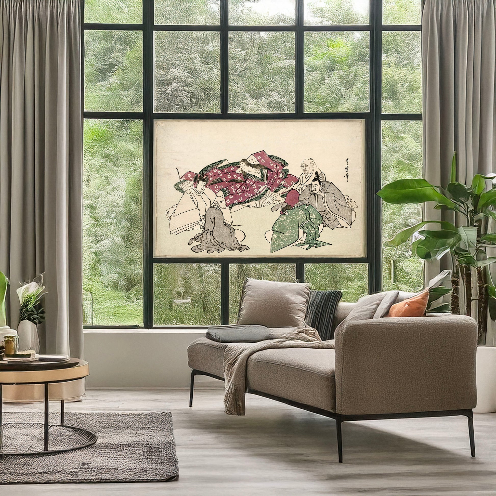 A picture of Rokkasen, a mockup of the print leaning against a wall