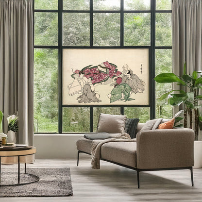 A picture of Rokkasen, a mockup of the print leaning against a wall