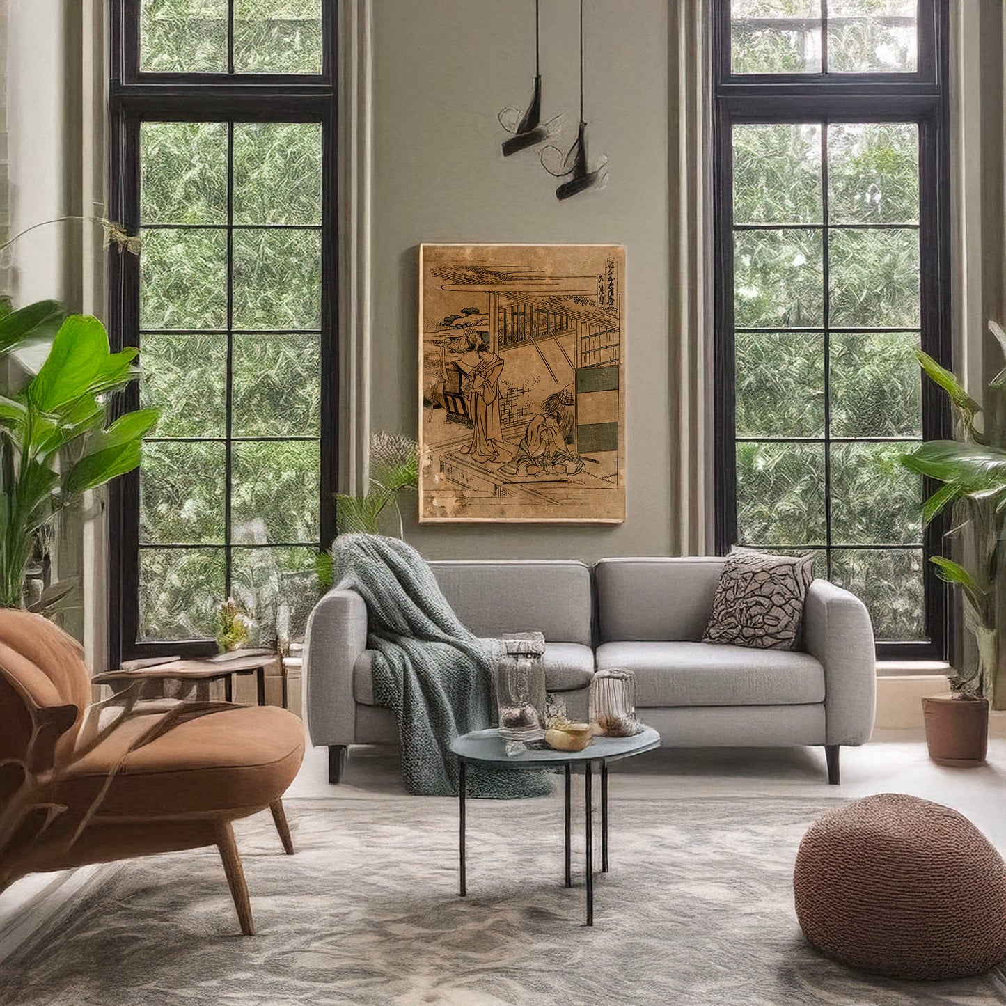A picture of Rokudanme, a mockup of the print leaning against a wall