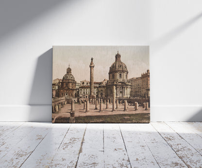 A picture of Roma. Foro Traiano, a mockup of the print leaning against a wall