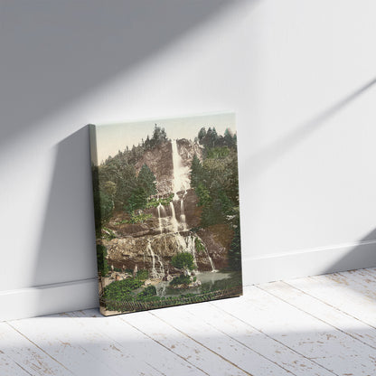 A picture of Romkerfalls, Hartz, Germany, a mockup of the print leaning against a wall