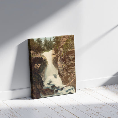 A picture of Rosenlaui, waterfall, Bernese Oberland, Switzerland, a mockup of the print leaning against a wall