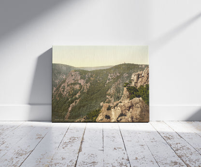 A picture of Rosstrappe and Hexentanzplatz, Hartz, Germany, a mockup of the print leaning against a wall