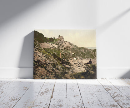 A picture of Rufus Castle, I., Portland, England, a mockup of the print leaning against a wall