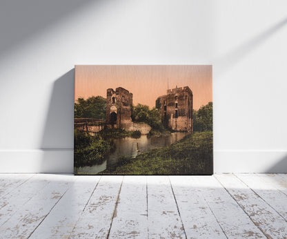 A picture of Ruins of Brederode, Santpoort, Holland, a mockup of the print leaning against a wall