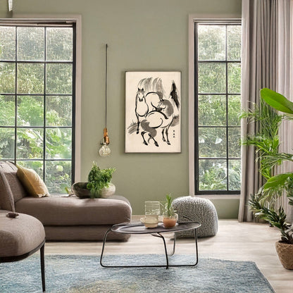 A picture of Ryūka no uma, a mockup of the print leaning against a wall