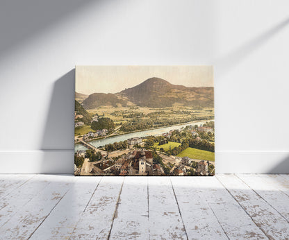 A picture of Salzburg, Parsch, Austro-Hungary, a mockup of the print leaning against a wall