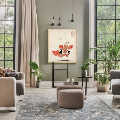 A picture of Sanju hajinraku, a mockup of the print leaning against a wall