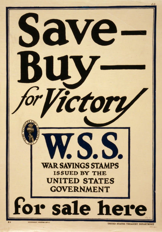 A picture of Save - Buy - for victory--W.S.S. for sale here War Savings Stamps issued by the United States Government.