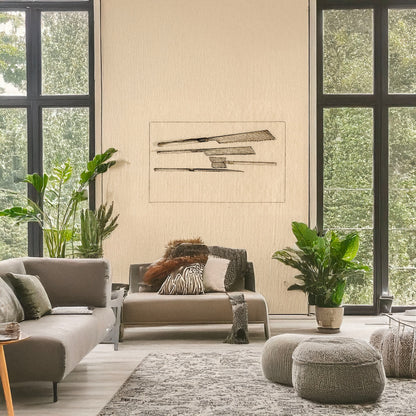 A picture of Saws, a mockup of the print leaning against a wall