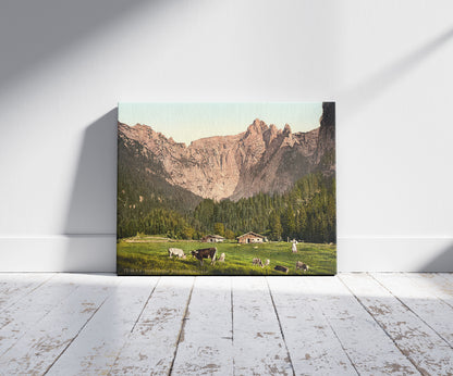 A picture of Scharitzkehl-Alp, Upper Bavaria, Germany, a mockup of the print leaning against a wall