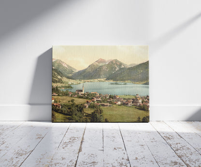 A picture of Schliersee, Bavaria, Germany, a mockup of the print leaning against a wall