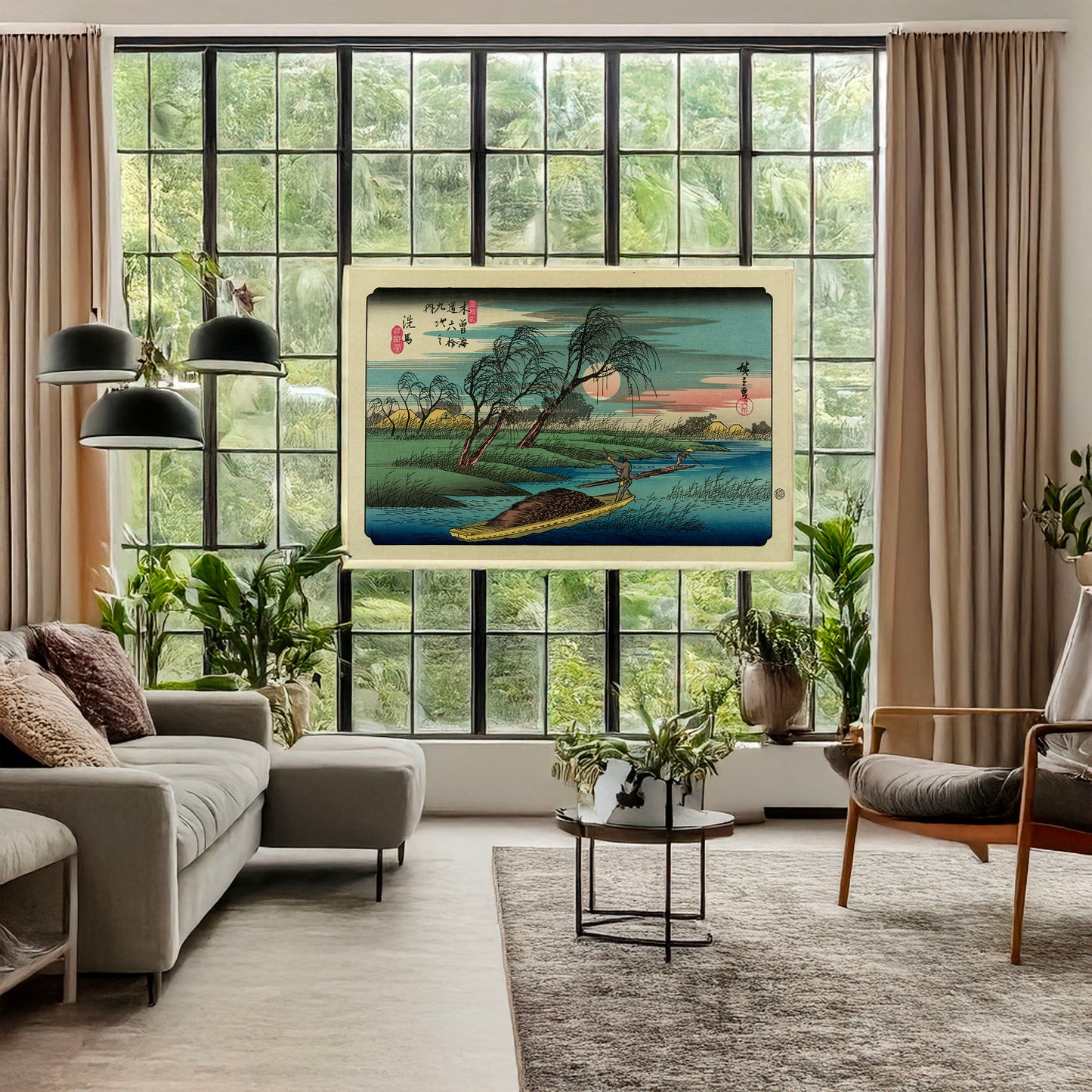 A picture of Seba, a mockup of the print leaning against a wall
