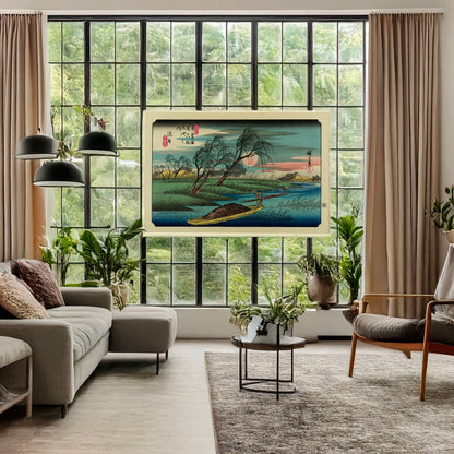 A picture of Seba, a mockup of the print leaning against a wall
