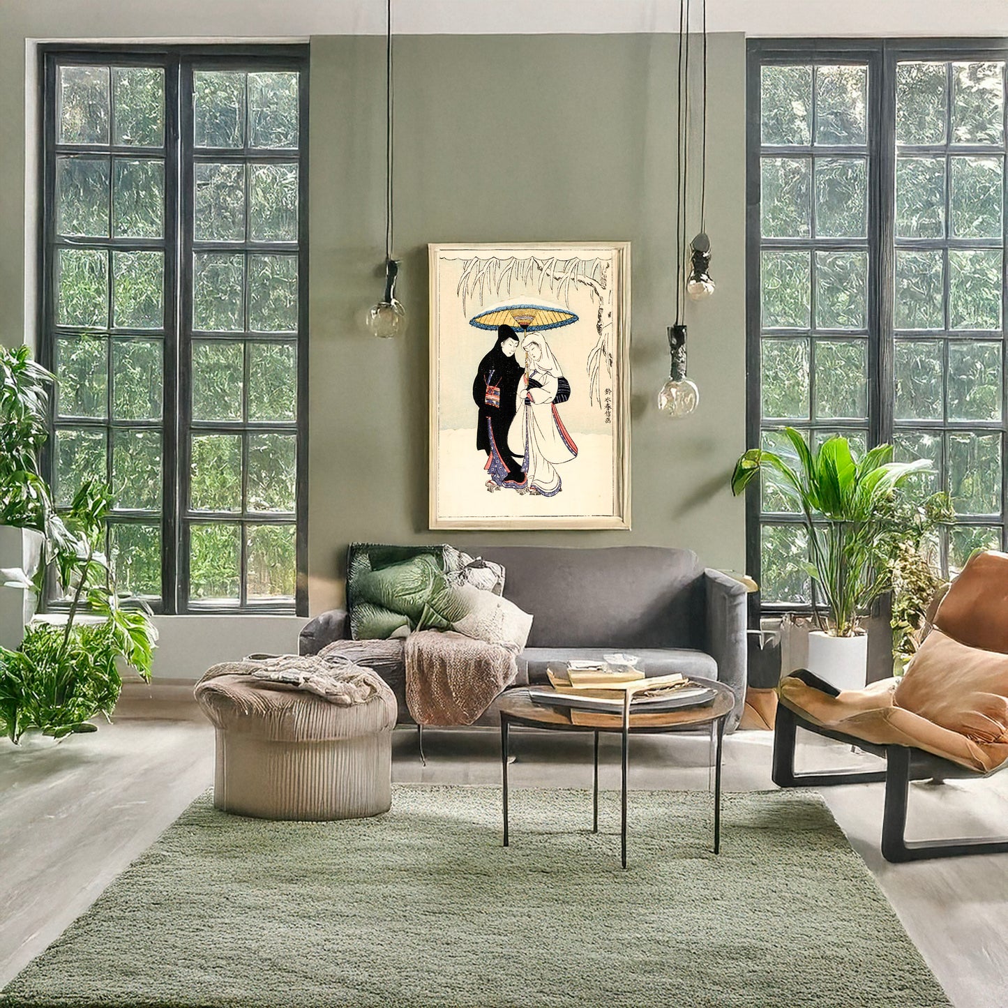 A picture of Secch  aiaigasa, a mockup of the print leaning against a wall