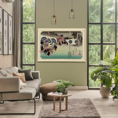 A picture of Seki, a mockup of the print leaning against a wall