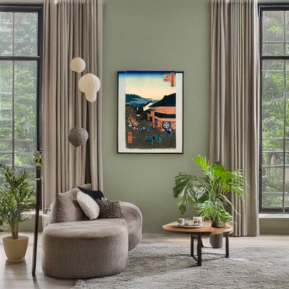 A picture of Shitaya hirokōji, a mockup of the print leaning against a wall