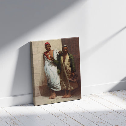 A picture of Shoe-black boys, a mockup of the print leaning against a wall