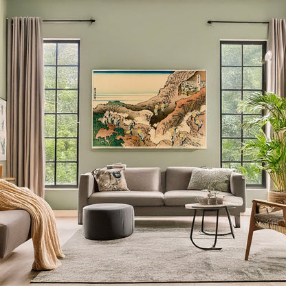 A picture of Shojin tozan, a mockup of the print leaning against a wall