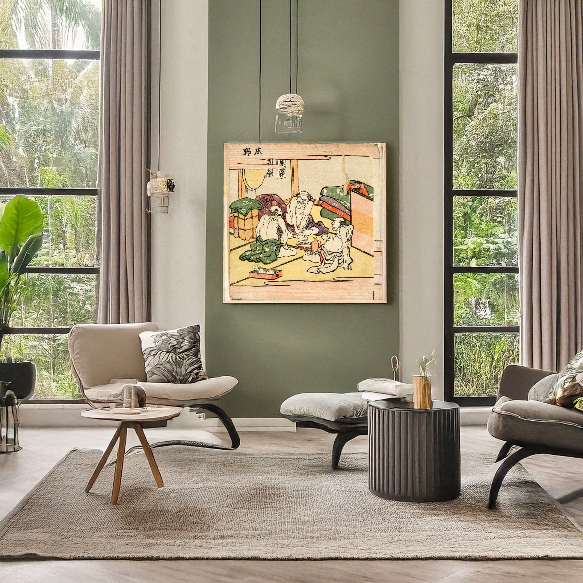 A picture of Shōno, a mockup of the print leaning against a wall