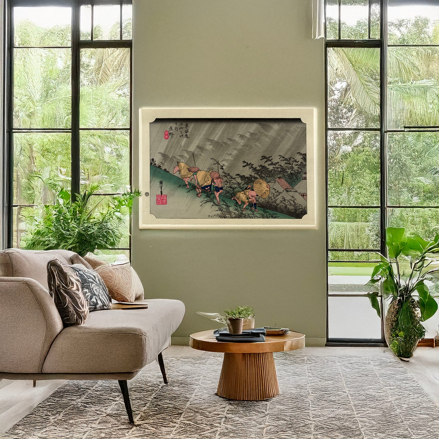 A picture of Shōno, a mockup of the print leaning against a wall