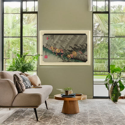 A picture of Shōno, a mockup of the print leaning against a wall