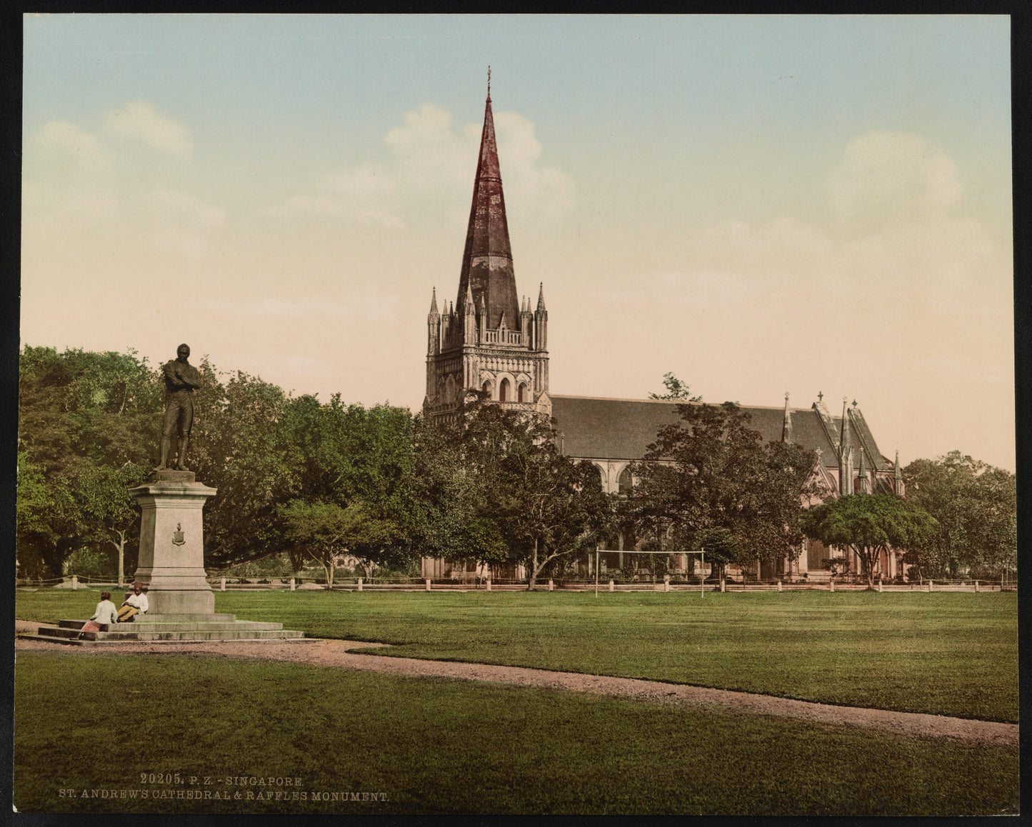 A picture of Singapore. St. Andrew's Cathedral & Raffles Monument