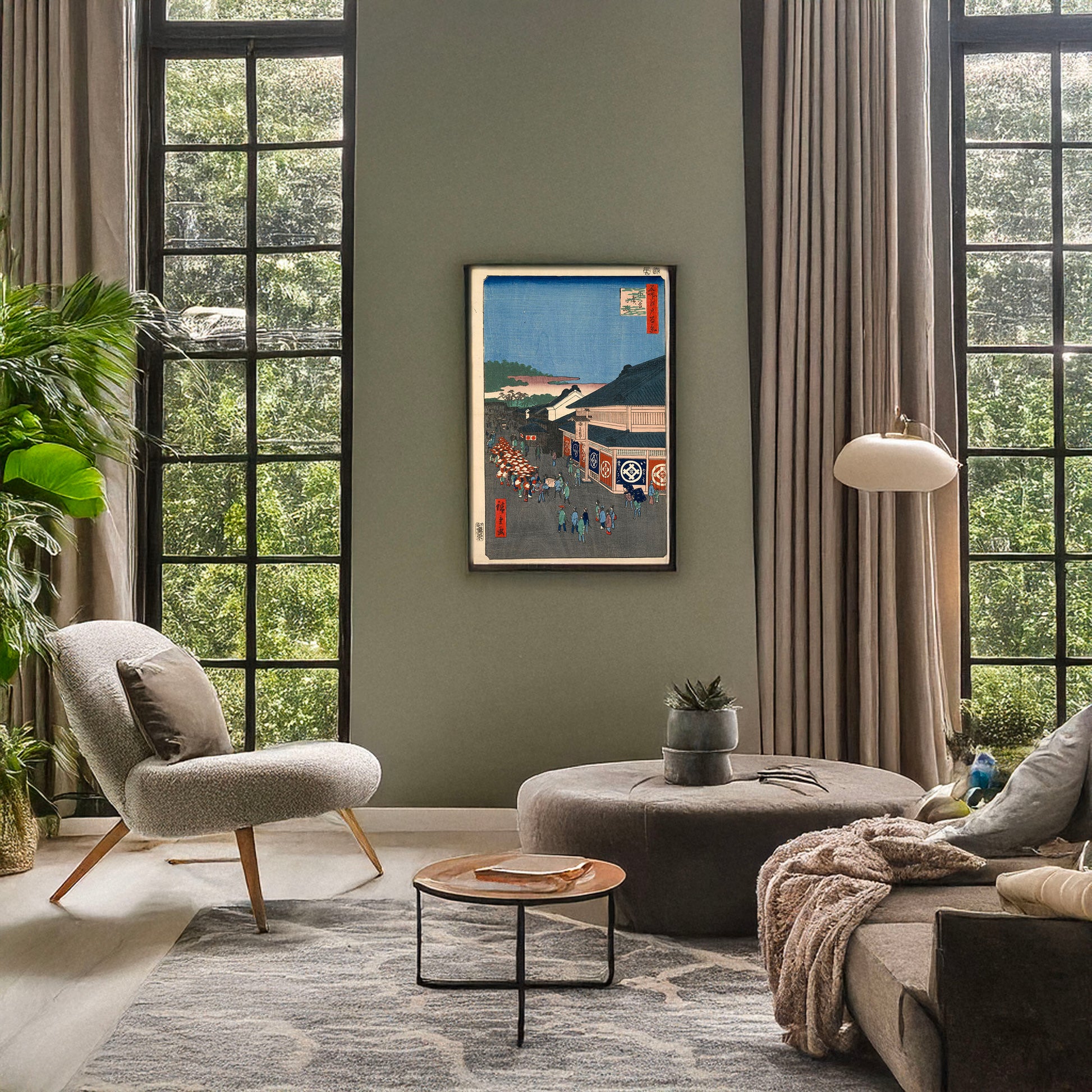 A picture of Sitaya hirokōji, a mockup of the print leaning against a wall