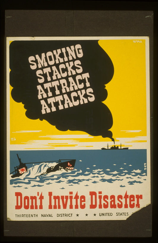 A picture of Smoking stacks attract attacks Don't invite disaster /