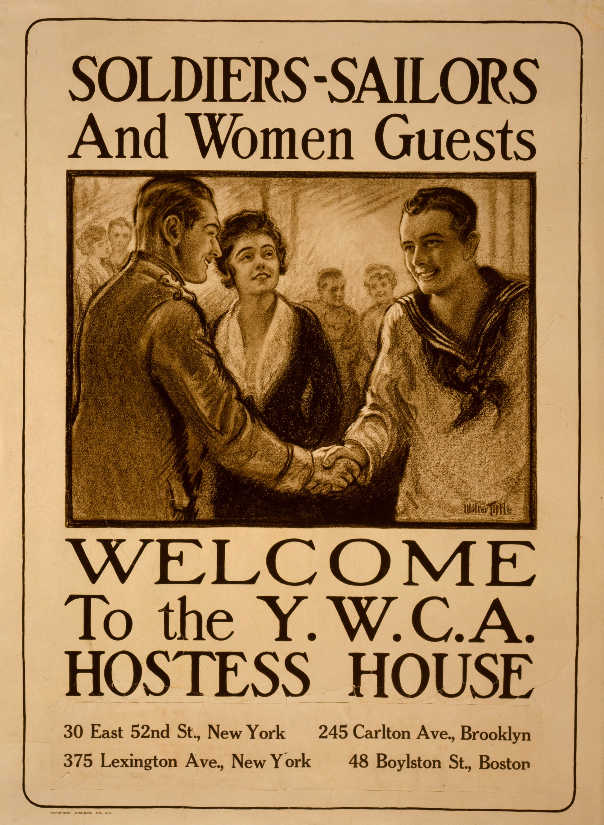 A picture of Soldiers-sailors and women guests - Welcome to the Y.W.C.A. hostess house