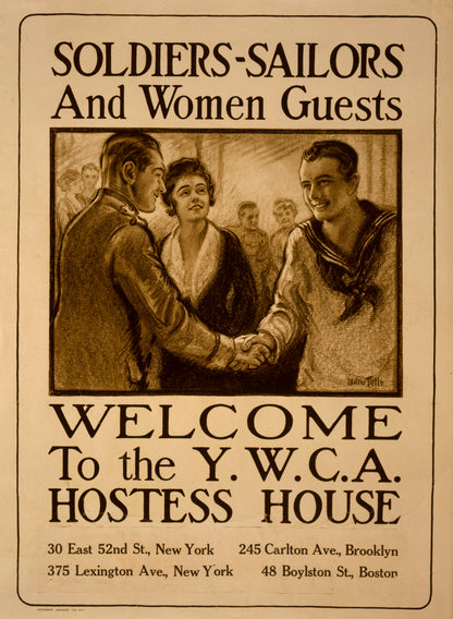 A picture of Soldiers-sailors and women guests - Welcome to the Y.W.C.A. hostess house