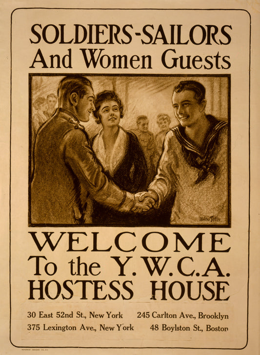 A picture of Soldiers-sailors and women guests - Welcome to the Y.W.C.A. hostess house