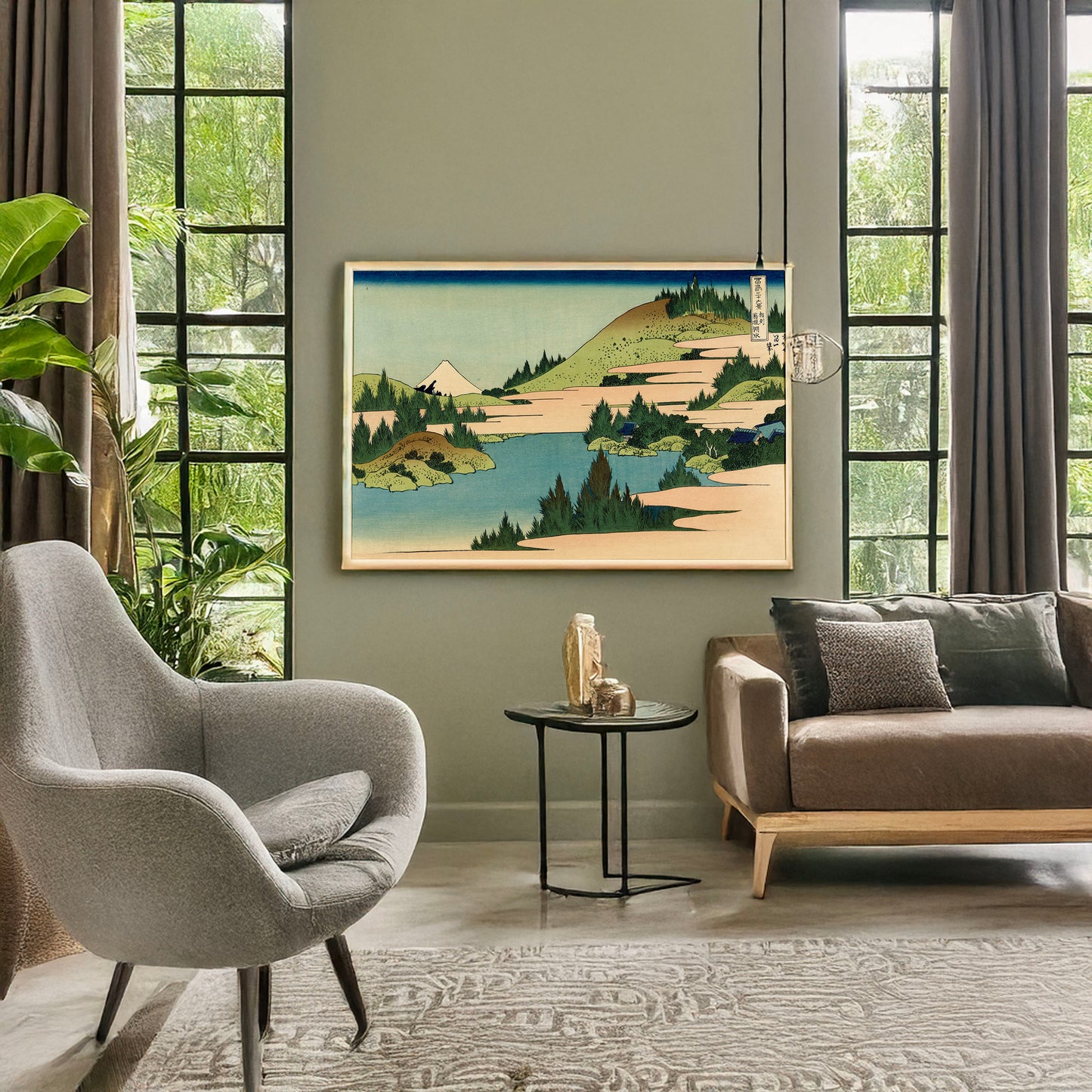 A picture of Sōshū hakone kosui, a mockup of the print leaning against a wall