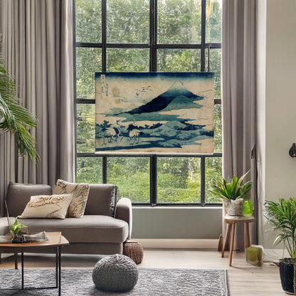 A picture of Sōshū umezawa zai, a mockup of the print leaning against a wall