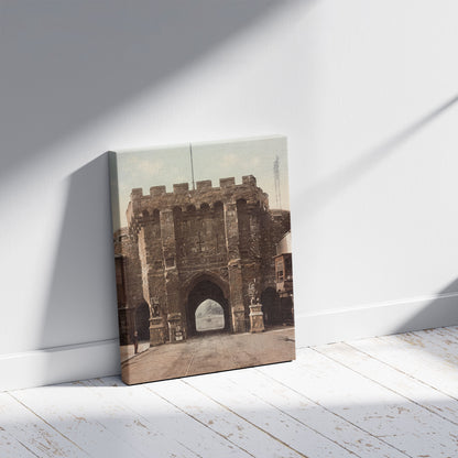 A picture of Southampton Bargate, a mockup of the print leaning against a wall