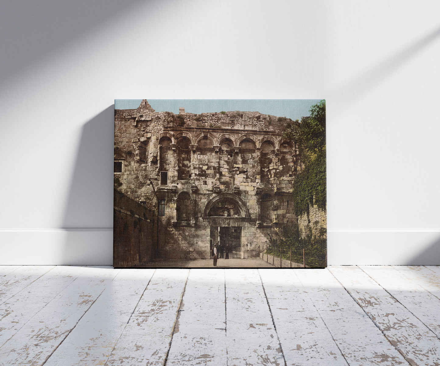 A picture of Spalato. Porta Aurea, a mockup of the print leaning against a wall