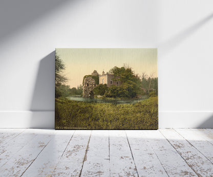 A picture of Stein, park of Worlitz, Anhalt, Germany, a mockup of the print leaning against a wall