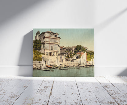 A picture of Strand Hotel, Sassnitz, Isle of Rugen, Germany, a mockup of the print leaning against a wall