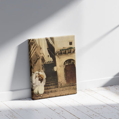 A picture of Street of the camels, Algiers, Algeria, a mockup of the print leaning against a wall