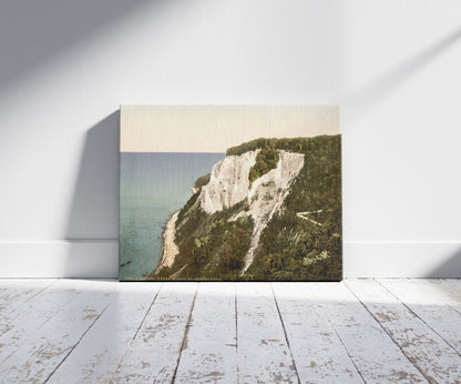 A picture of Stubbenkammer Kleine (i.e., Keline Stubbenkammer), Isle of Rugen, Germany, a mockup of the print leaning against a wall