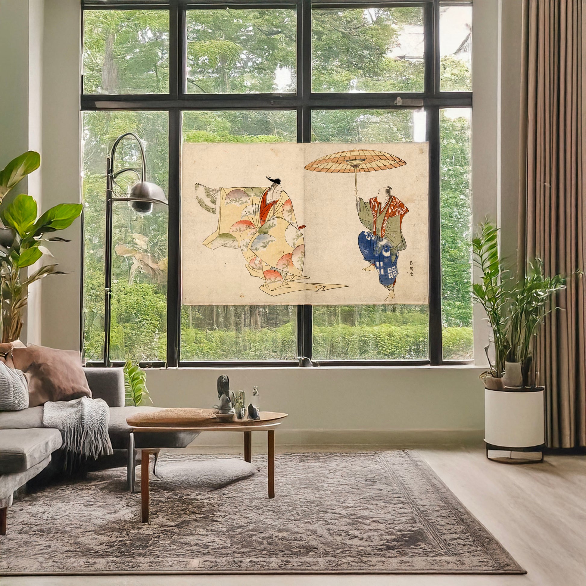 A picture of Suehirogari, a mockup of the print leaning against a wall