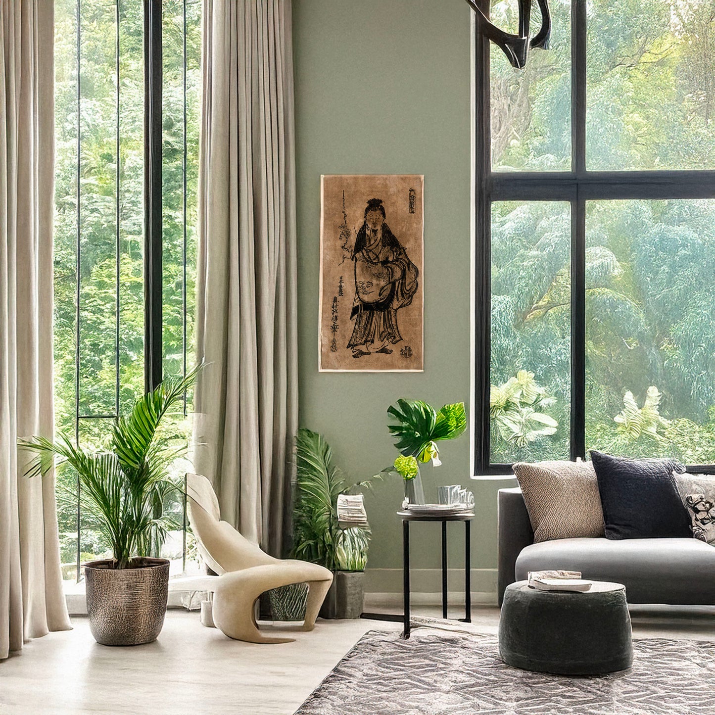 A picture of Sugawara mitizane zō, a mockup of the print leaning against a wall