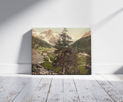 A picture of Sulden, the Schontauftspitze (i.e., Schontaufspitze) and Suldenspitze, Tyrol, Austro-Hungary