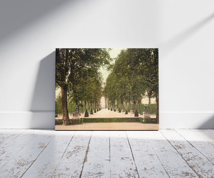 A picture of Summer theatre at Herrenhausen, Hanover, Hanover, Germany, a mockup of the print leaning against a wall