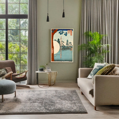A picture of Takata no baba, a mockup of the print leaning against a wall