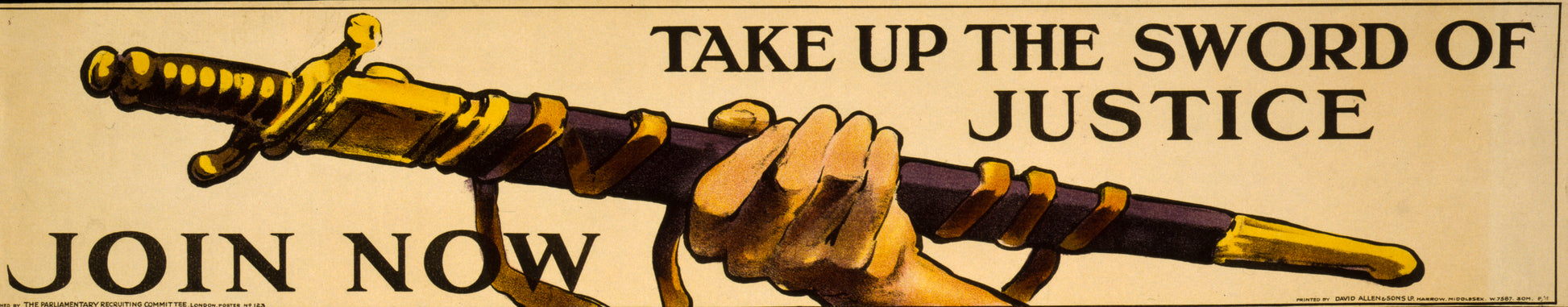 A picture of Take up the sword of justice. Join now